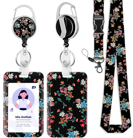 BigKego Ausweishülle mit Band ID Card Holder | Ausweishalter, Lanyard mit Kartenhülle Ausziehbar, ID Badge Holder, Für Studenten Lehrer Krankenschwester Mitarbeiter