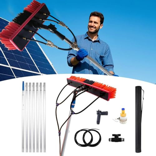 Window Cleaning Equipment Water Fed, Ddasam Water Fed Window Cleaning Pole,Telescopic Window Cleaner, Professional Solar Panel Cleaning Equipment, Extending Window Cleaning Pole(Silver/12m)