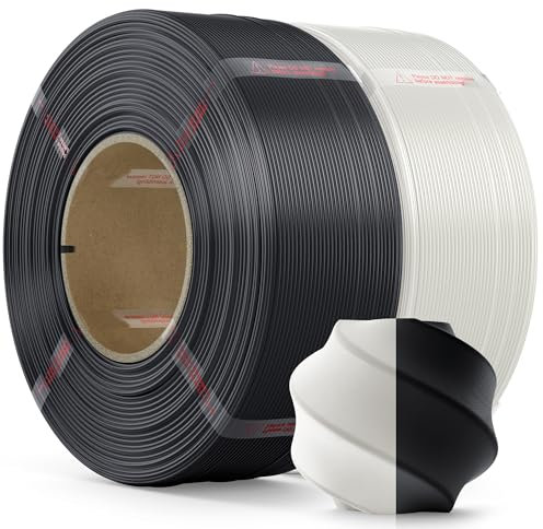 MarsWork PLA Filament 1.75mm, 2kg Refill-Filament Kompatibel mit Bambu Lab Wiederverwendbare Spulen, Schwarz+Weiß