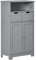 kleankin Meuble de Salle de Bain, Meuble de Rangement avec 2 tiroirs, Niche, Placard avec Porte, étagère réglable, Armoire de Salle de Bain, Cuisine, Salon, 60 x 30 x 109 cm, Gris