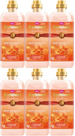 7tlg. Set kompatibel mit 6x1L Kuschelweich Weichspüler Emotions Geborgenheit 228WL + STUDIO.MUNET Cotton Bag in Weiß