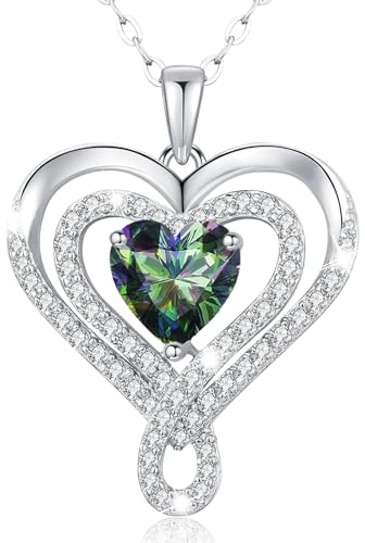 Collier pour femme en argent 925 véritable avec double cœur doré | Cadeau d'anniversaire pour femme, épouse, petite amie, maman, pour la Saint-Valentin, la fête des mères, Noël