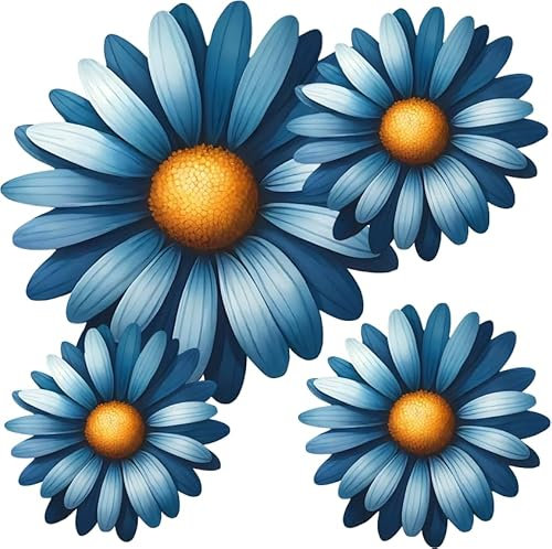 9 adesivi in vinile a forma di margherita blu, segni di copertura, resistenti alle intemperie e vivaci, multiuso, ideali per telefono, tazze, piastrelle, WC, auto, laptop, vetro, parete e tutti i