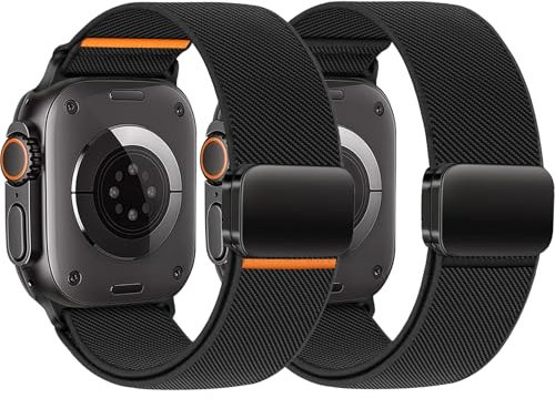 Elastisches Nylon Armbands für Apple Watch Ultra/3/2 Armband 49mm 46mm 45mm 44mm 42mm 41mm 40mm 38mm iWatch Armband Herren/Damen,Magnet Apfelband Armbänder für Apple Watch Series 11 10 9 8 7 6 5 4 SE