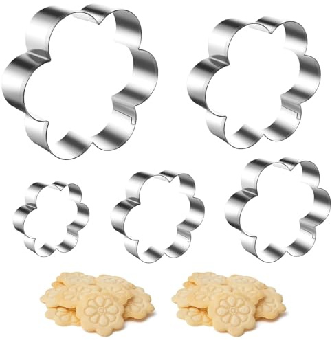 5 Pcs Flower Cookie Cutter and Flower Pastry Cutter,Biscuit Cutters for Baking,Versatile Cookie Cutters Set with Multiple Sizes,Ideal Kitchen Tool for Biscuits, Cookies, and Pastries