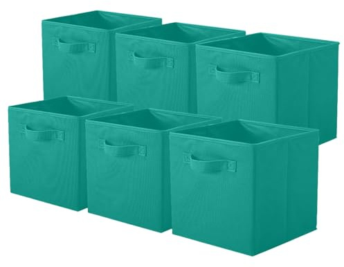 powerking Foldable Storage Box, 6 Pack Foldable Fabric Storage Cube Organiser Drawer for Closet and Toys, 27x27x28cm