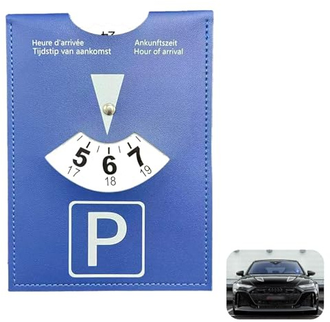 Zerabidpro parkscheibe Maxi Parkplatz Ankunftszeit aus weichem Kunstleder Soft-Touch, Luxuriöses Design, Mehrsprachig Bedruckt, 11 x 15 cm, Schwarz