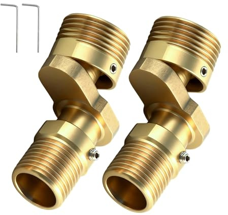 HUANR 2 Piezas Grifo de ducha de Cobre Ajustable, Rotación de 360 Grados | Adaptador de Grifo de Ducha, Ajustable de 0 a 40 Grados Excentricas Grifo Ajustable, Para Baño, Lugares Públicos y Cocina