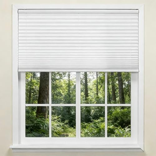 Plissee Ohne Bohren 109 x 130 cm Lichtschutz, Lichtundurchlässig, Sicht- Und Sonnenschutz, mit Klemmfix, Thermo Plissee Faltrollo Sonnen für Fenster Und Tür, Weiß