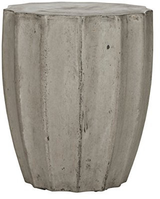 SAFAVIEH Modern Outdoor Cement Stool, in Dark Grey, 39 X 39 X 44.95