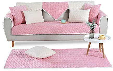 PETCUTE Housse de Canapé Dangle,4/3/2/1 Places Couvre Canapé,Revetement de canape Antiderapante Universel,Protège-Canapé pour Chiens,Multifonction Serviette de Canapé,Rose 90 * 90cm