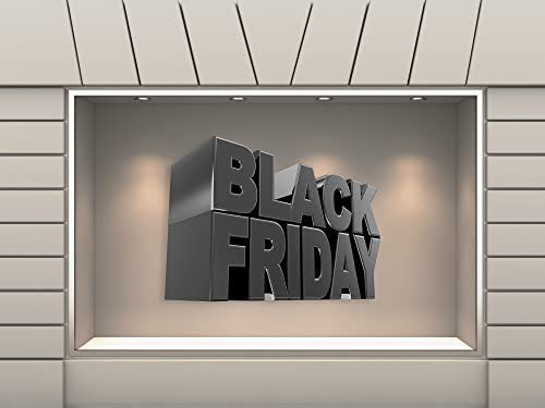 Vinilo Black Friday Escaparates Rebajas texto Black Friday Gris | 100 cm de largo x 77 cm de alto | Vinilo Adhesivo | Decora tu escaparate | Pegatinas Adhesivas Escaparate | Vinilos para negocios