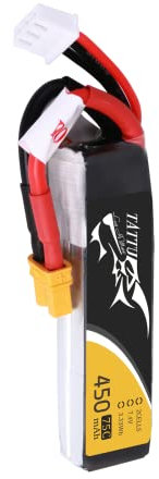 Tattu Lipo Batterie 2S 7,4 V 450 mAh 75 C Soft Case Lipo Batterie avec fiche XT30 pour Micro FPV Racing Drone