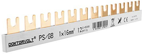 Doktorvolt Phasenschiene Stromschiene Sammelschiene 1P Gabel 12 Polig 16 mm2 PS/GB 100A DV 9405 Kammschiene Schiene