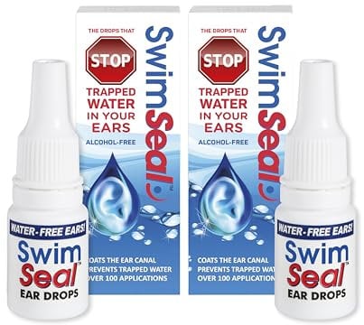 SwimSeal™ Twin-Pack All Natural Swimmer's Ear Drops for Daily Use Rather Than Alcohol Drops or Earplugs. The Solution for Your Ears for All Water Exposure for All Ages.