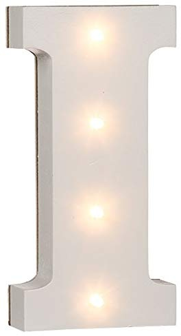 LED Buchstaben Alphabet Beleuchtet Buchstaben A bis Z und & Zeichen wählbar Holz weiß lackiert Batteriebetrieben (LED Buchstabe I)