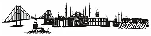 Samunshi® Istanbul Skyline Wandtattoo Sticker Aufkleber Wandaufkleber City Gedruckt Istanbul 120x27cm schwarz