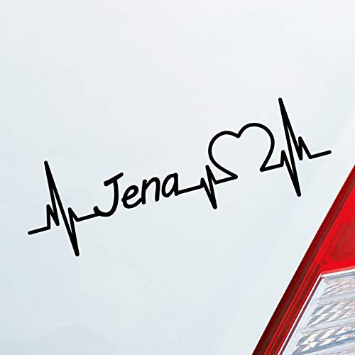 Hellweg Druckerei Auto Aufkleber JENA Herz Puls Stadt City Liebe Love ca. 19 x 6 cm