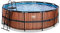 EXIT Toys Wood Pool - ø427x122cm - Grande Piscina Rotonda con Telaio e Pompa a Sabbia - Piscina Più Profonda - Telaio Robusto - Inclusa Scala - Design Unico - Marrone