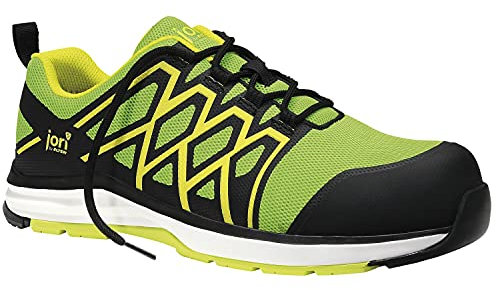 JORI Sicherheitsschuhe jo_Swift Green-Yellow Low ESD S1P, Damen und Herren, Textil, Kunststoffkappe (Leichter als Stahlkappe), leicht, sportlich 43, Schwarz-Grün-Gelb