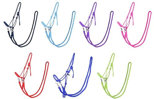 NETPROSHOP Knotenhalfter mit Zügel in tollen Farben für Shetty, Pony, Cob, Full Farbauswahl, Groesse:Shetty, Farbe:Bordeaux