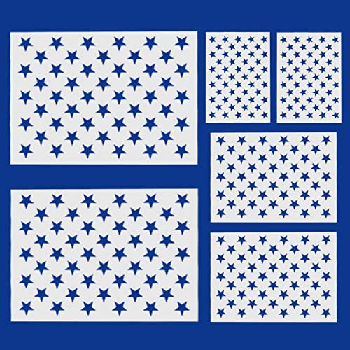 6 Stück 50 Sterne Schablonen für amerikanische Flagge Kunststoff Stern Schablone Vorlage zum Malen auf Holz Handwerk Stoff Papier Airbrush Wandkunst Wiederverwendbar 50 Sterne Feld Schablone für