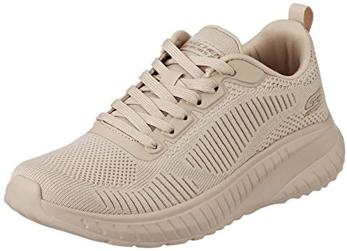 Skechers Women's Bobs Squad Chaos Face Off Sneaker, Nude Engineered Knit, 2 UK