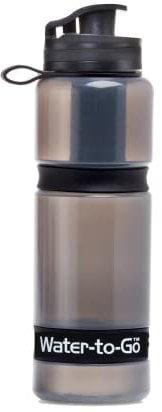 WATER TO GO Active BPA-free reusable water purifier sports bottle with leakproof filter - perfect for travel, camping, hiking, biking, cycling and survival in emergencies (75CL, BLACK)