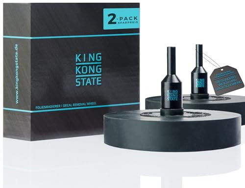 King Kong State Folienradierer 2-Pack zur Entfernung von Folien und Aufklebern auf Autos und Motorrädern - schwarzer Radierer für Akku-Bohrmaschinen