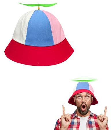 SIEBOLD Propeller mütze,Helikopter Cap,Propeller Hut,Lustige mützen,Faschings Party hüte mit Nachts Fluoreszierende Propeller Geeignet für Erwachsene und Kinder(57cm Rot)