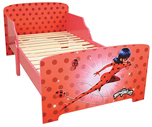 Fun House Miraculous Ladybug 713483 Kinderbett 140 x 70 cm mit Lattenrost ohne Matratze, Rot, 1 Person