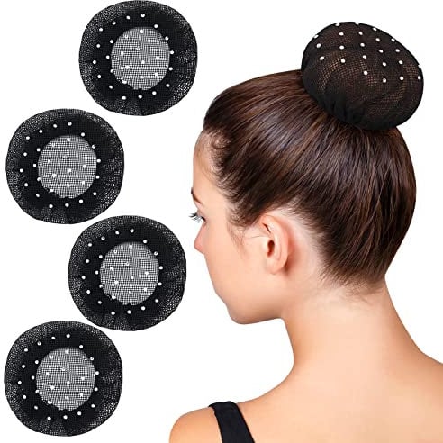 Kristall Haarnetz Dutt Haarnetz Set, Haarnetz mit Strasssteinen in Kristall Mädchen Haarnetz Ballett Duttnetz Knotennetz Frisurenhilfe für Balletttanz, Tänzerin, Krankenschwester (9.5 cm, Schwarz)