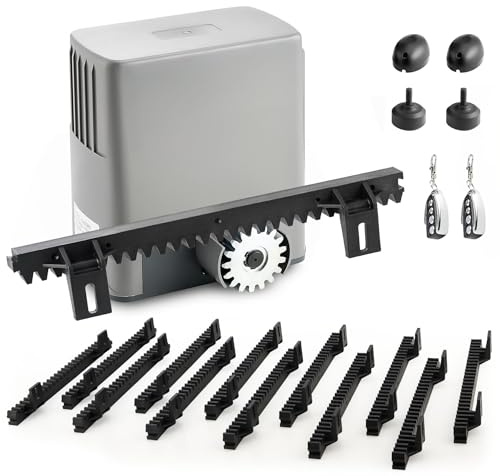 CO-Z 635.0 kg Rack Driven Sliding Gate Opener with Alarm System, 280 W Automatic Gate Opener with Remote Controls, Electric Gate Motor for Gates up to 12.2 m, Complete Rack Gate Operator Kit for