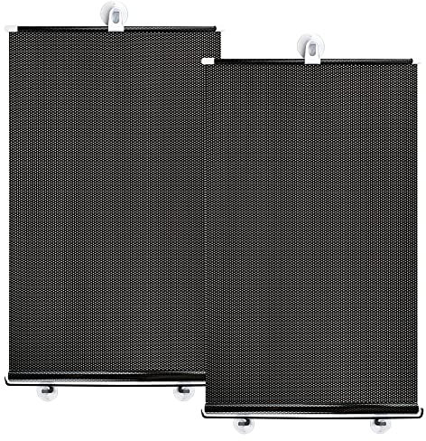 2 Pièces Rideaux de Pare Soleil de Voiture Rétractables 40 * 60 cm Pare Soleil de Fenêtre de Voiture PVC Rideaux de fenêtre latérale de Auto avec 6 Ventouse pour Rayons UV Protègent Intimité (A)