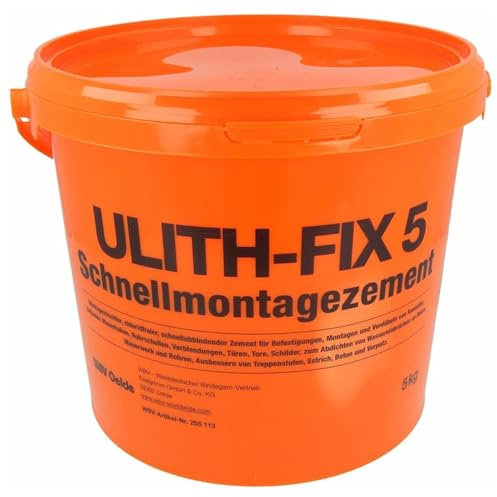 WBV Mortero de montaje rápido Ulith-Fix 5, 1 kg 255110 (mortero rápido, cemento de montaje rápido, fijación rápida, mortero de montaje, cemento de montaje), impermeable, permeable al vapor de agua