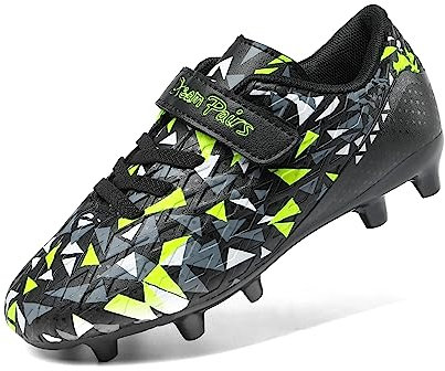 DREAM PAIRS Boys Football Boots Shoes Kids Girls Soccer Athletics Sport Shoes Teenager Indoor Outdoor Sneakers for Unisex,Size 4 Big Kid,Black/Neon Green,SDSO2307K