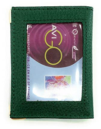 LOLUNA® Porte-Carte NAVIGO Simple 1 à 2 Carte Transparent, Compact en Cuir Existe en Plusieurs Couleur pour Homme et Femme - Vert Foret