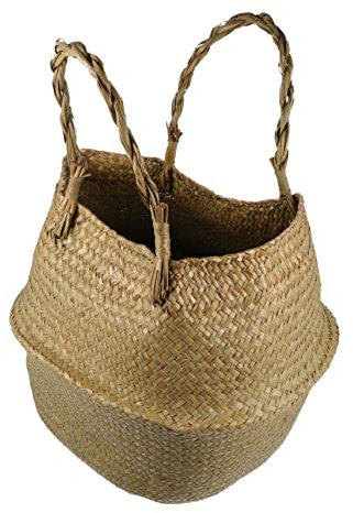 OKUMEYR 1stk Weihnachtsbaum-basiskorb Aufbewahrungskorb Aus Rattan Pflanzenkorb Aus Seegras Handgefertigter Korb Aus Rattan Bauchkorb Aus Seegras Falten Aufbewahrungskiste Rattan-weben