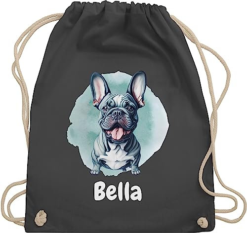 Turnbeutel Rucksack - Hunde - Französische Bulldogge - Hundebesitzern Geschenk - Unisize - Dunkelgrau - personalisierte geschenke hundebesitzer name hund bulldoggen tasche hundemotiv hundespruch