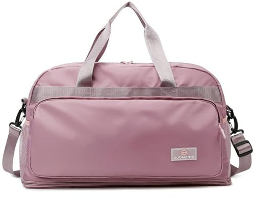 Vllcsla Borsa Sportiva Donna con Tasca Bagnata, Espandibile 37,7 L a 50,7 L, Borsa Palestra Leggero Impermeabile, Borsa da Viaggio da Palestra con Manica, Borsone Weekender Unisex Adulto, Rosa scuro