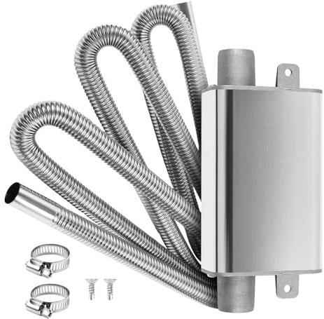 MaxEarn Upgraded Small Muffler with 300cm Exhaust Hose for Generator, Auto Parking Auxiliary Heater Accessories, Car Stainless Steel Exhaust Pipe with 2 Clamps for Air Diesel Gas Vent Hose Heating