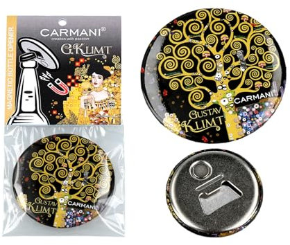 CARMANI - Décapsuleur magnétique, décapsuleur manuel pour bière, boisson, soda imprimé avec Gustav Klimt, l'arbre de vie
