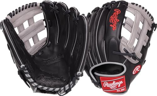 Rawlings Foundation Baseballhandschuh | Rechtshänder | 31,8 cm – Pro H-Web | Schwarz/Grau
