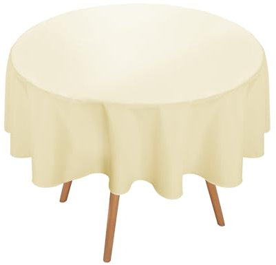 Deconovo Tischwäsche Tischtuch Tischdecke Wasserabweisend Tischwäsche Lotuseffekt Tischtücher Tischdeko, Rund, 160cm, Beige, 1 Stück