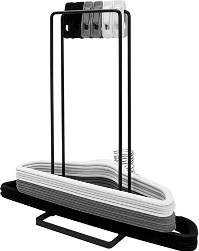 QINGLANG Coat Hanger Storage Organiser Stacker 30cm High Iron Hangers Stacker Detachable Clothes Hanger Storage Holder Metal Cloth Hangers Stand Caddy Stand for Closet Laundry Room (1, 40cm High)