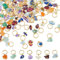 SUPERFINDINGS 84 Stück 7 Farben Naturstein Anhänger Gemischte Edelstein Charms Mit Hellgoldenem Biegering Aus Edelstahl Gemischte Farben Baumelnde Charms Für Ohrring Halskette 14mm