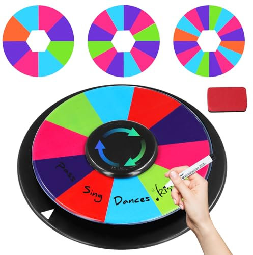 10-Zoll-Tisch-Drehpreisrad,mit Rutschfester Boden,Drehbare Spielräder, Spiel Drehteller zum Selbstgestalten mit Editierbaren Feldern, DIY Preisrad,für Familientreffen, Karneval, Messen