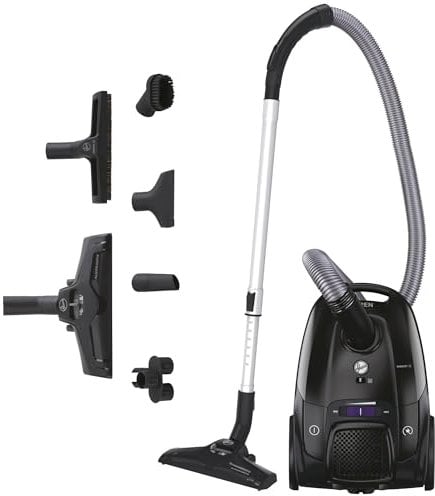 Hoover Silencieux Telios Extra Lite Aspirateur avec Sac Traineau Compact et Puissant TXLZ72HM, 69DB, Capacité XL 3,5 L, 2 Brosses Sols Durs-Tapis & Spéciale Parquet, Filtre EPA12 Lavable, Accessoires