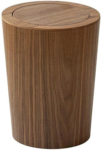 ZXINXIN Poubelle Ronde en Bois Naturel de Style Japonais, Couvercle Pivotant, pour Salles de Bains et Toilettes, B