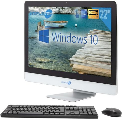 SIMPLETEK Pantalla táctil AiO todo en uno 22 Full HD Core i7 2600S 2,8 GHz Windows 10 Pro | 4GB RAM SSD 960GB | Altavoz interno con pantalla táctil con cámara web + ratón y teclado inalámbricos |